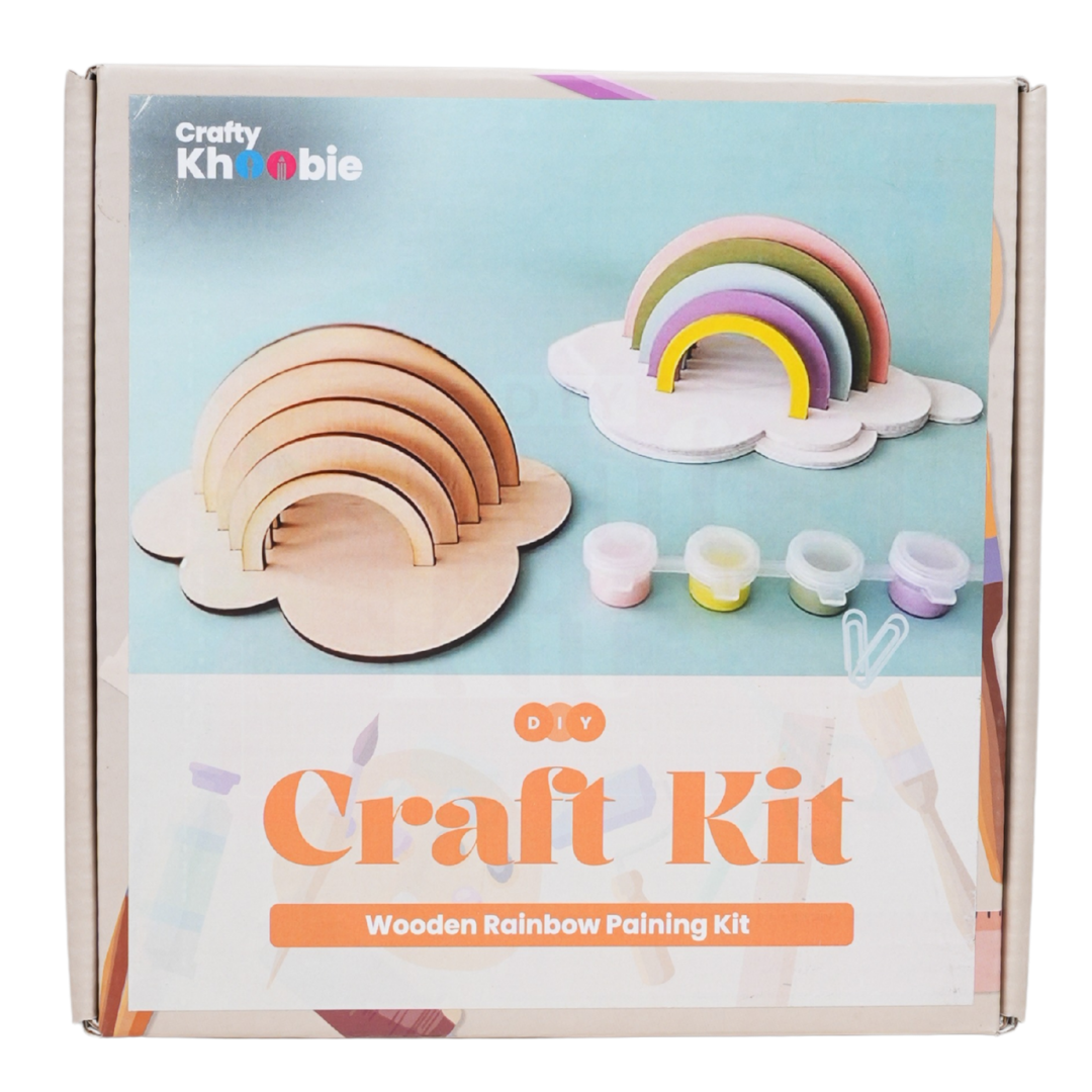 DIY Paint Kit for Kids | Rainbow Wooden Cutouts | Craft kit for girls 6-12