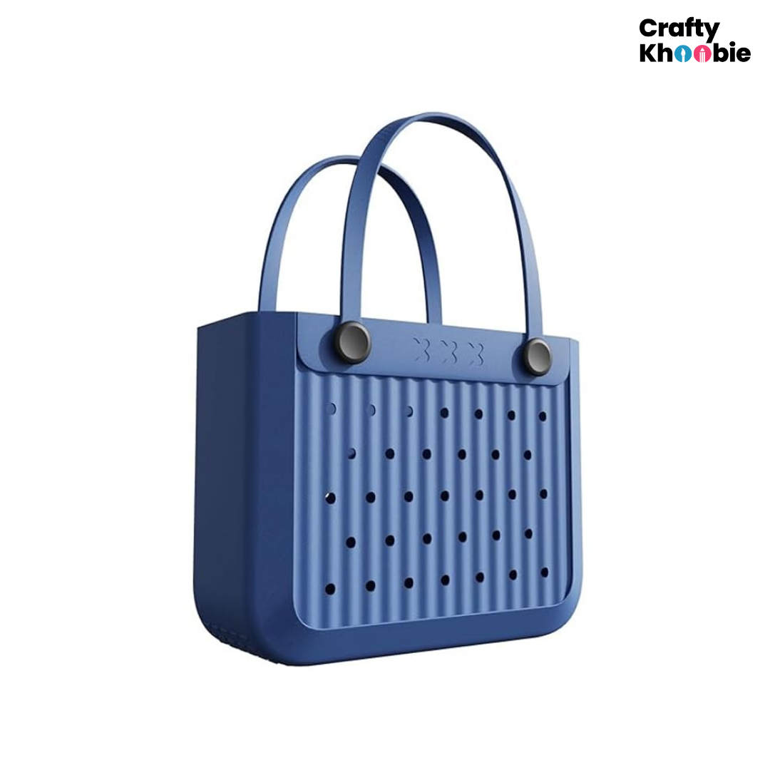 Waterproof EVA Beach Tote Bag, Large Washable Rubber Travel Handbags for Sports Travel Outdoor Anti-Tip Bag Gift for Women