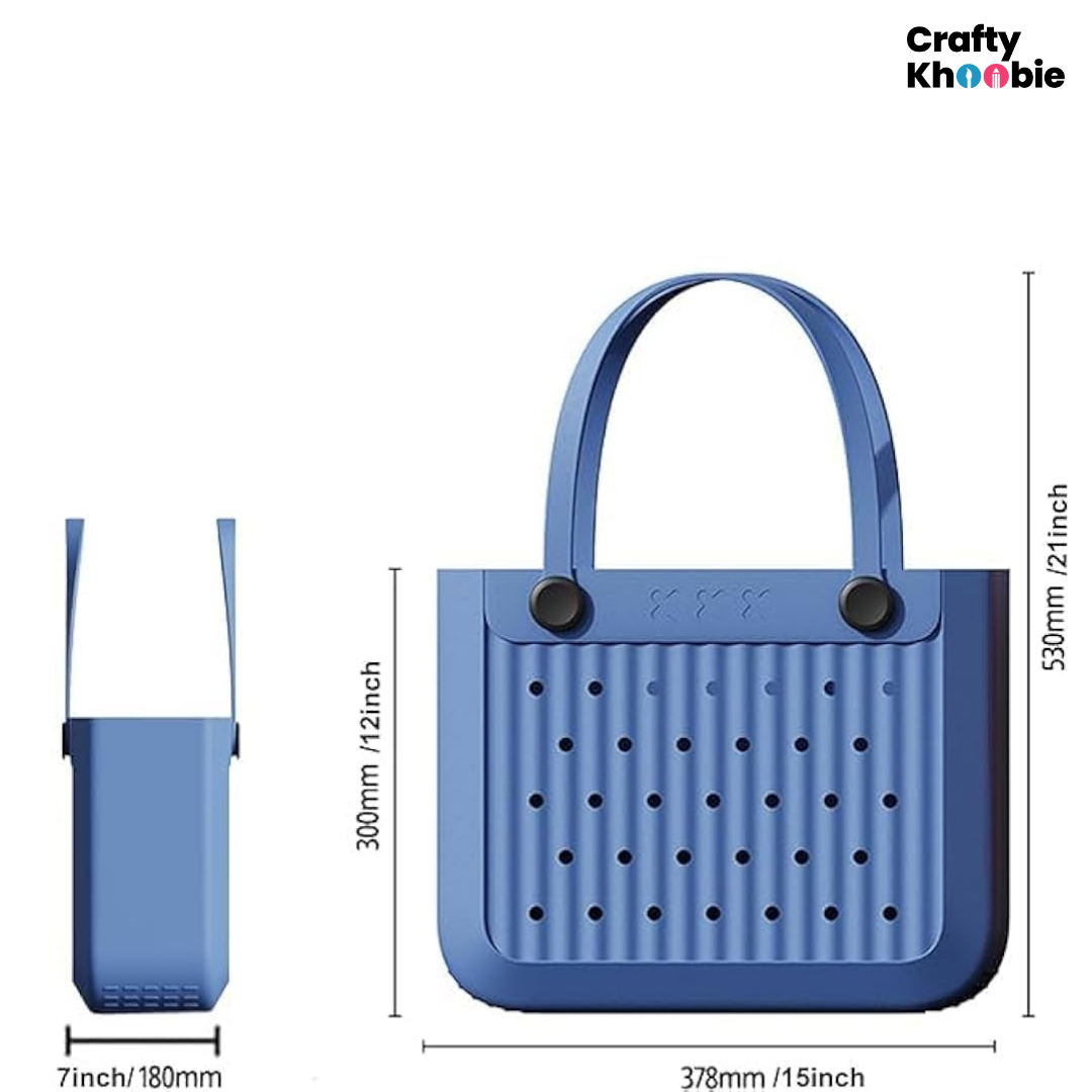 Waterproof EVA Beach Tote Bag, Large Washable Rubber Travel Handbags for Sports Travel Outdoor Anti-Tip Bag Gift for Women