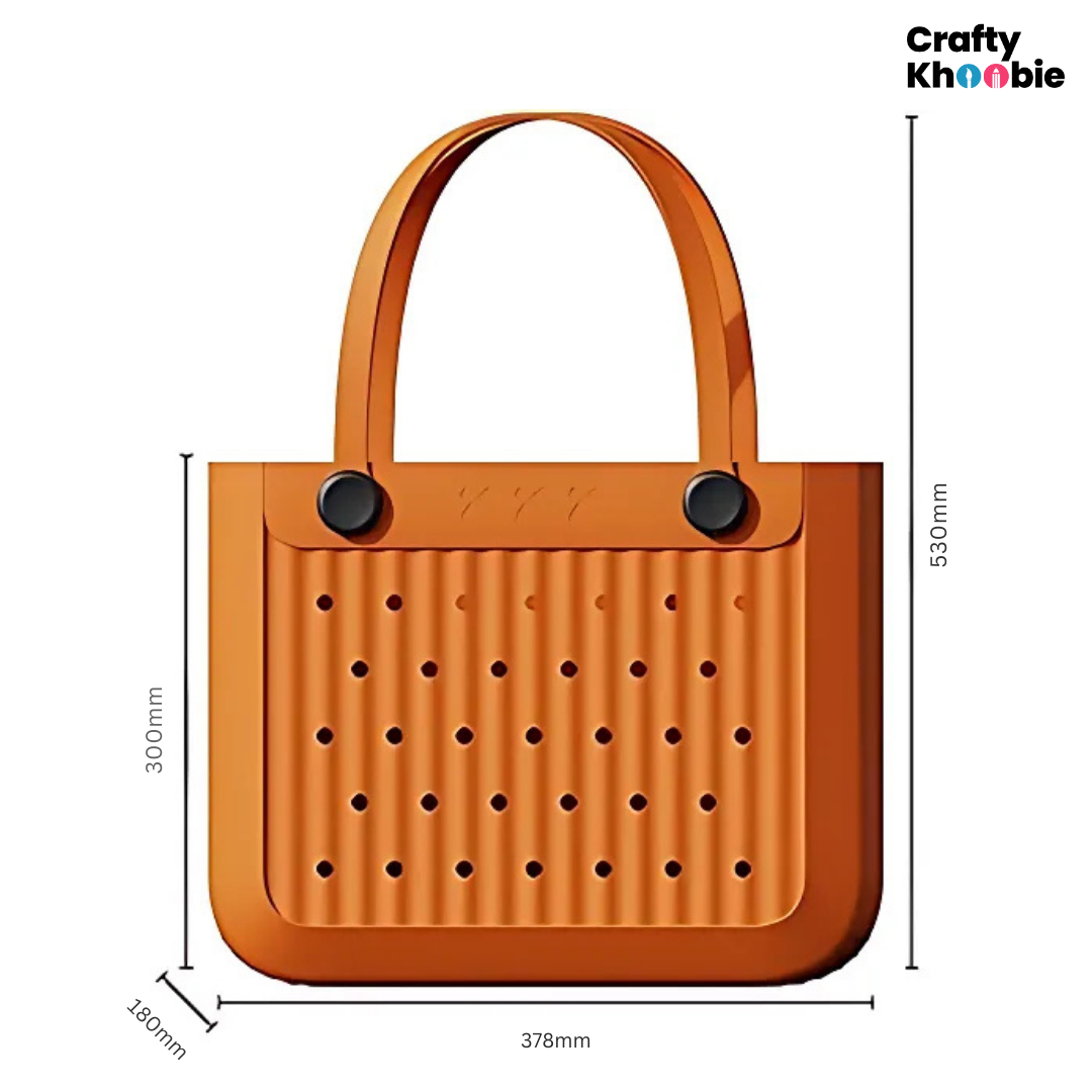 Waterproof EVA Beach Tote Bag, Large Washable Rubber Travel Handbags for Sports Travel Outdoor Anti-Tip Bag Gift for Women