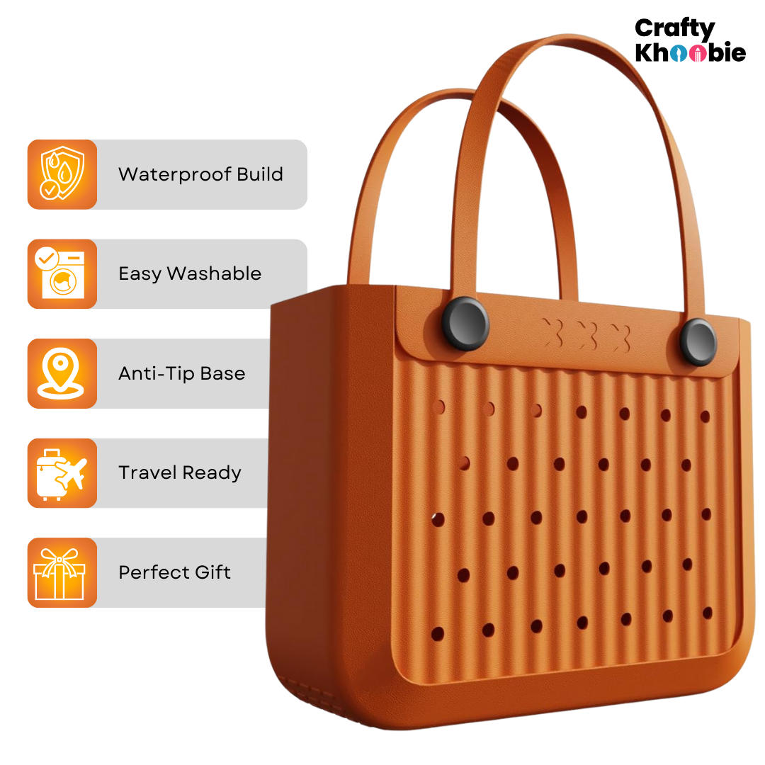 Waterproof EVA Beach Tote Bag, Large Washable Rubber Travel Handbags for Sports Travel Outdoor Anti-Tip Bag Gift for Women