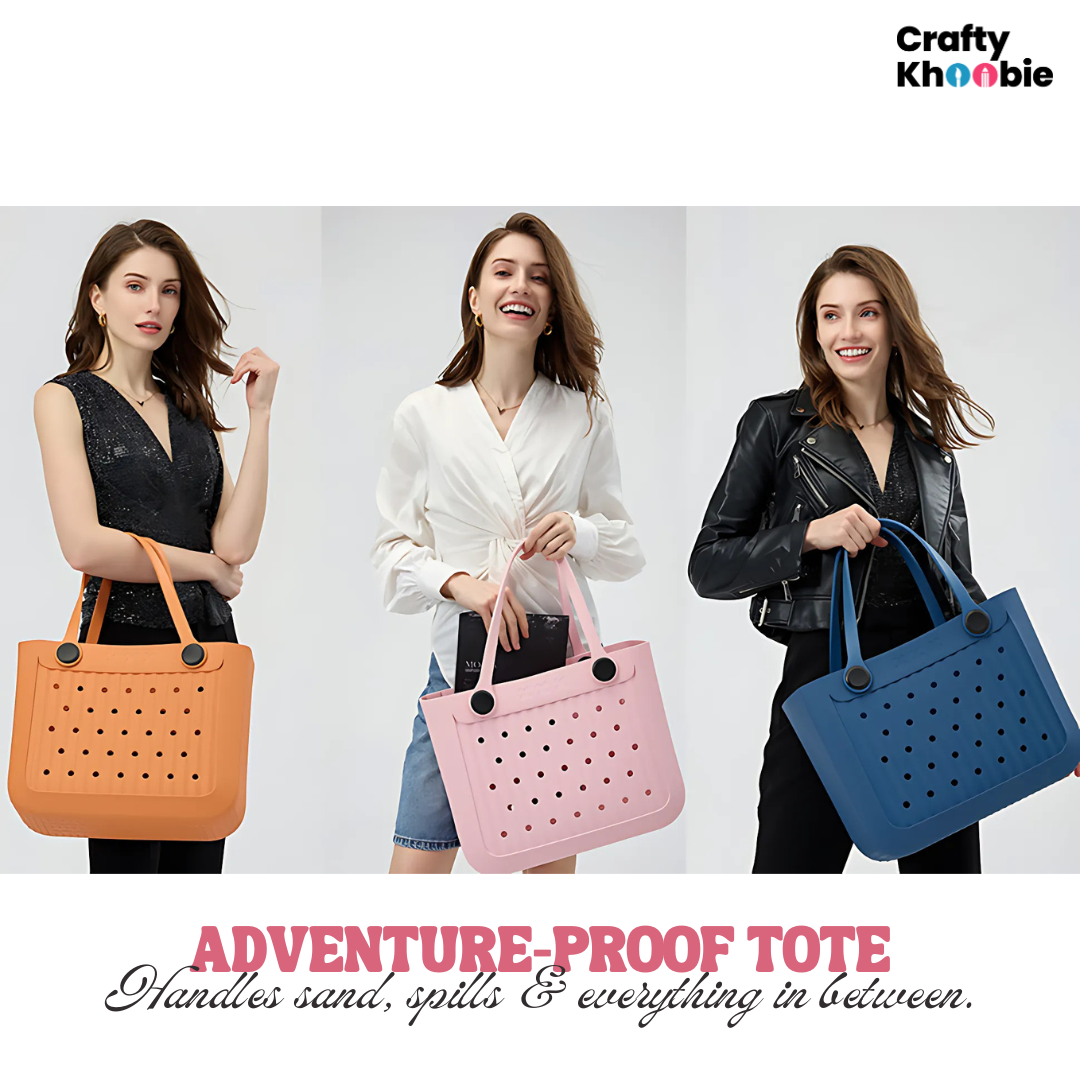 Waterproof EVA Beach Tote Bag, Large Washable Rubber Travel Handbags for Sports Travel Outdoor Anti-Tip Bag Gift for Women