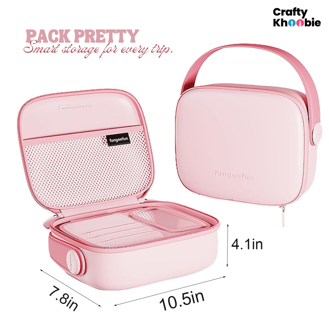Travel Makeup Organizer Bag, Waterproof Cosmetic Case with Handle Strap, Portable Design Waterproof Toiletry Bag, Brush Make up Organizer with Compartment, Capacity Storage