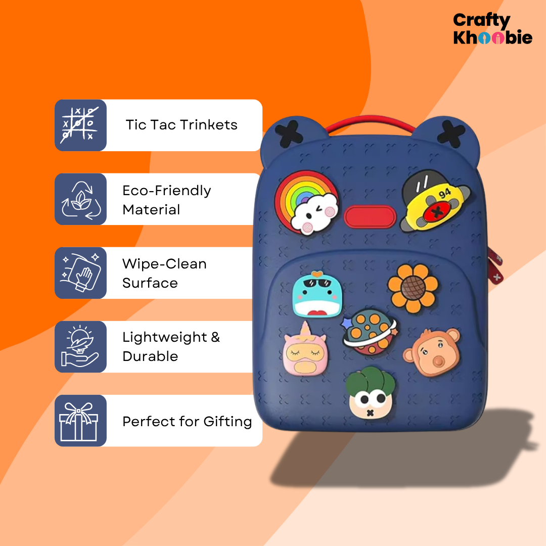 Eva School Bags for Fun Loving Kids School Bag, Eco-Friendly School Bags for Boys and Girls with a Tic Tac Moveable Trinkets Backpack