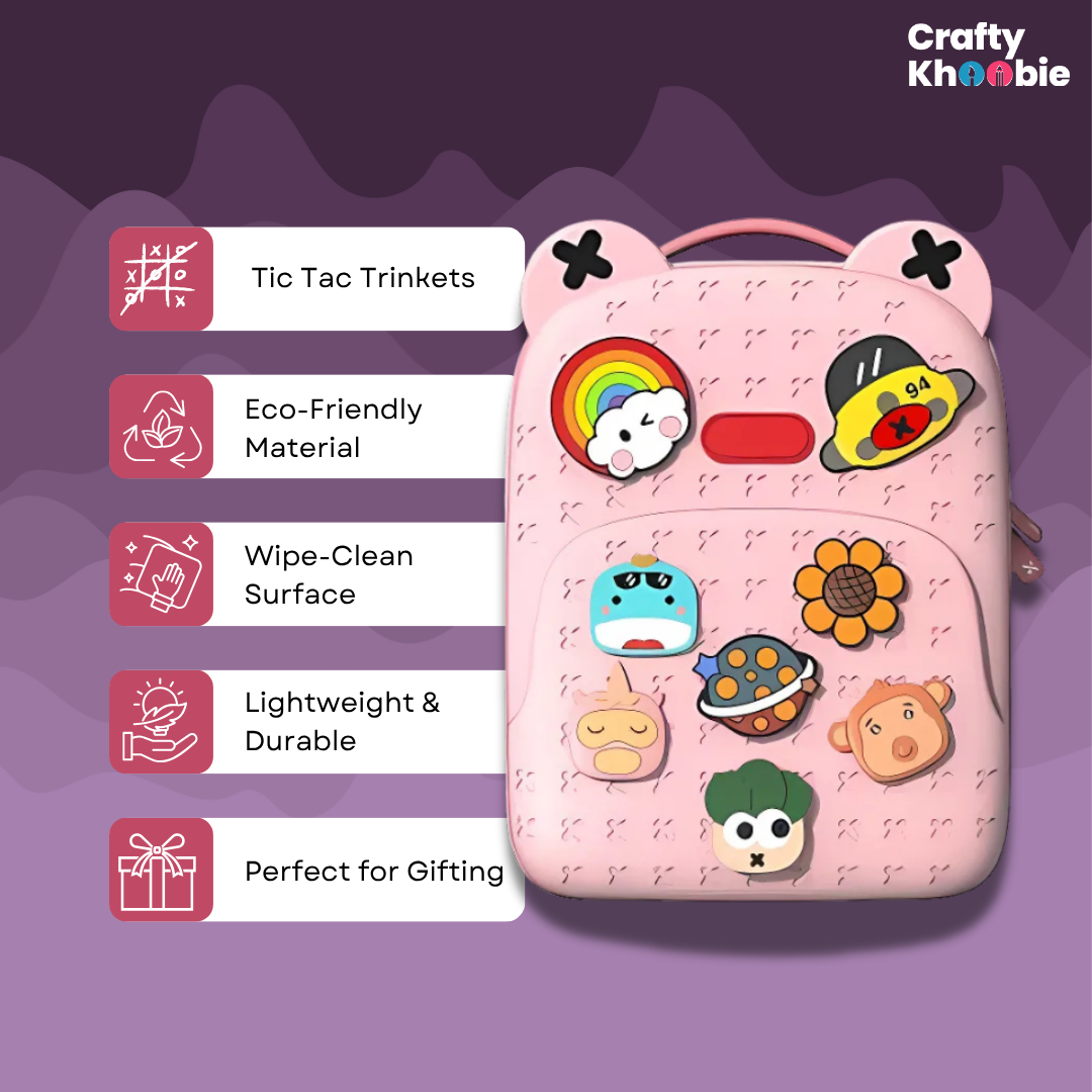 Eva School Bags for Fun Loving Kids School Bag, Eco-Friendly School Bags for Boys and Girls with a Tic Tac Moveable Trinkets Backpack