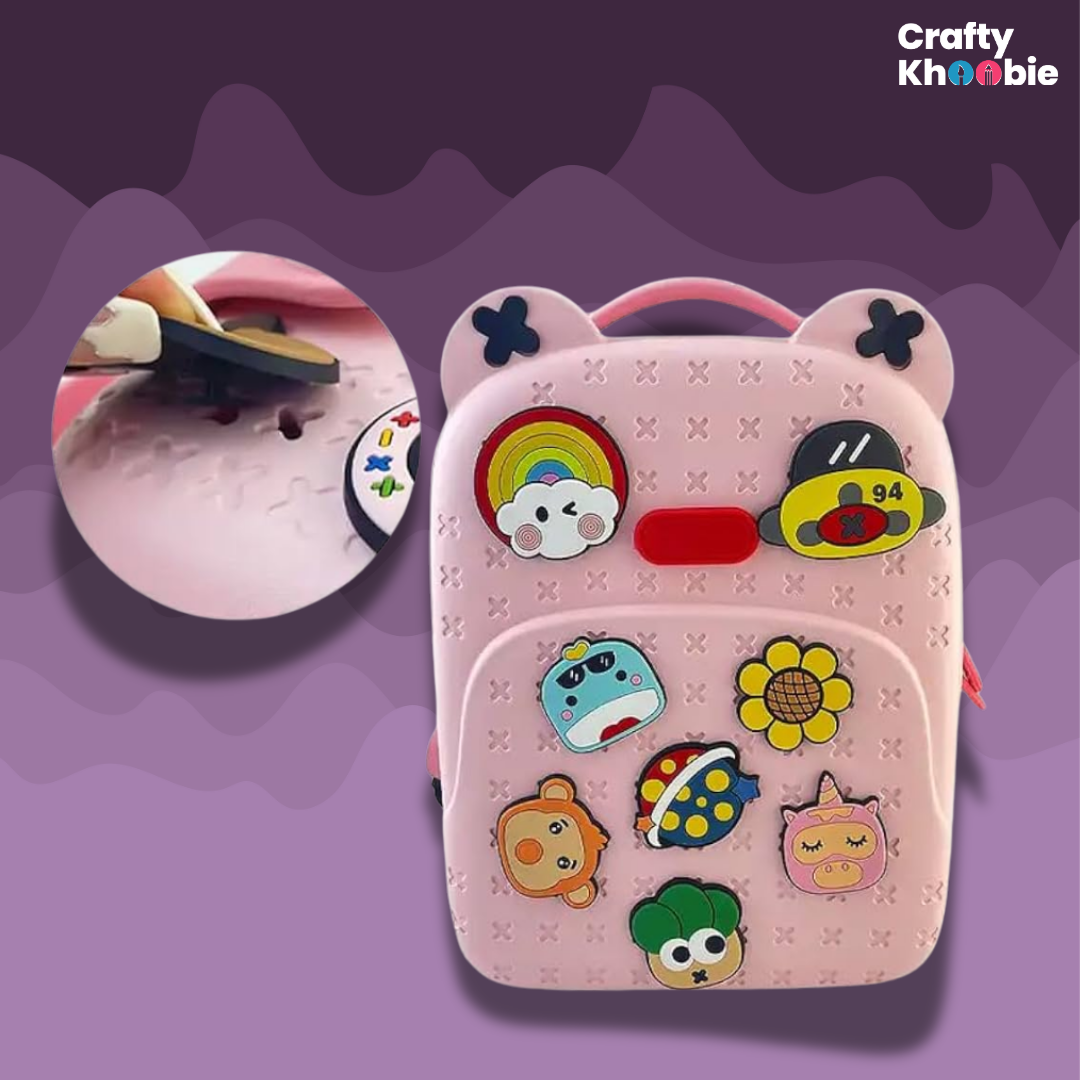 Eva School Bags for Fun Loving Kids School Bag, Eco-Friendly School Bags for Boys and Girls with a Tic Tac Moveable Trinkets Backpack