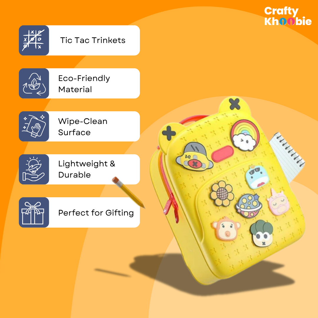 Eva School Bags for Fun Loving Kids School Bag, Eco-Friendly School Bags for Boys and Girls with a Tic Tac Moveable Trinkets Backpack