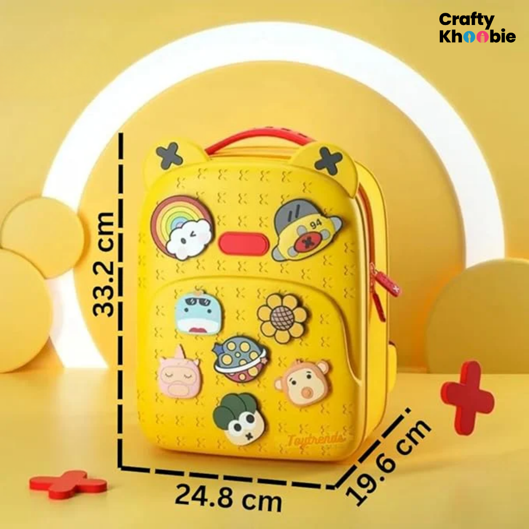 Eva School Bags for Fun Loving Kids School Bag, Eco-Friendly School Bags for Boys and Girls with a Tic Tac Moveable Trinkets Backpack