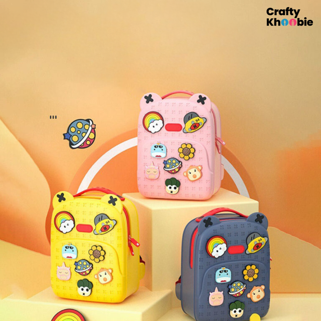 Eva School Bags for Fun Loving Kids School Bag, Eco-Friendly School Bags for Boys and Girls with a Tic Tac Moveable Trinkets Backpack