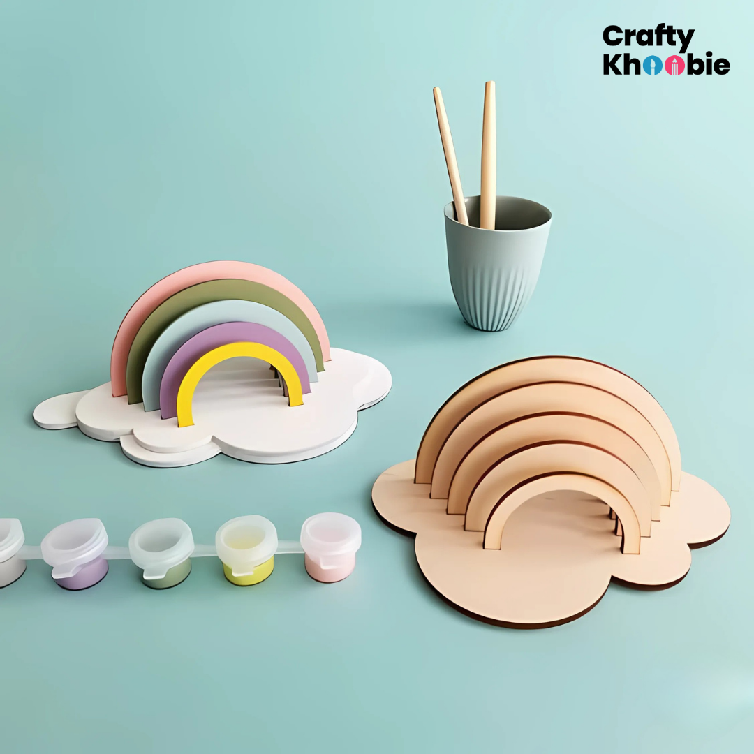 DIY Paint Kit for Kids | Rainbow Wooden Cutouts | Craft kit for girls 6-12