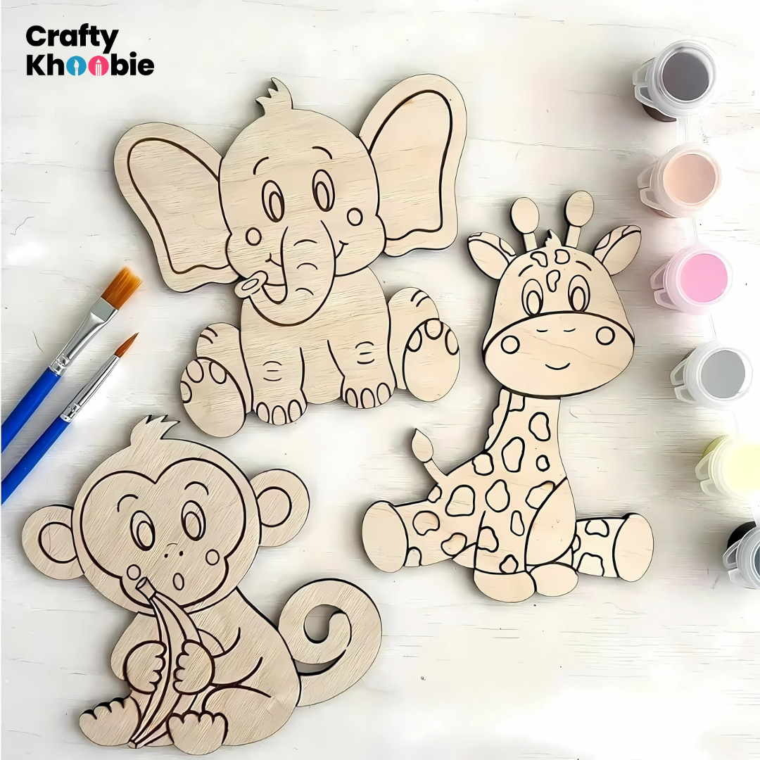 DIY Painting Art Kit Animals Wooden Cutouts Set for Kids | Animals Wooden Cutouts | Birthday Gift | DIY Paint Kit