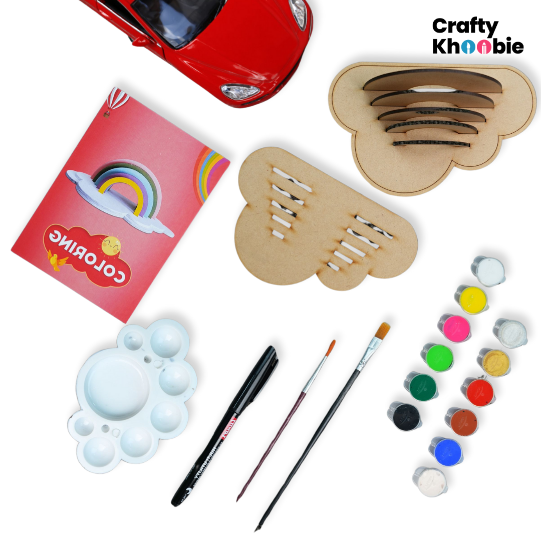 DIY Paint Kit for Kids | Rainbow Wooden Cutouts | Craft kit for girls 6-12