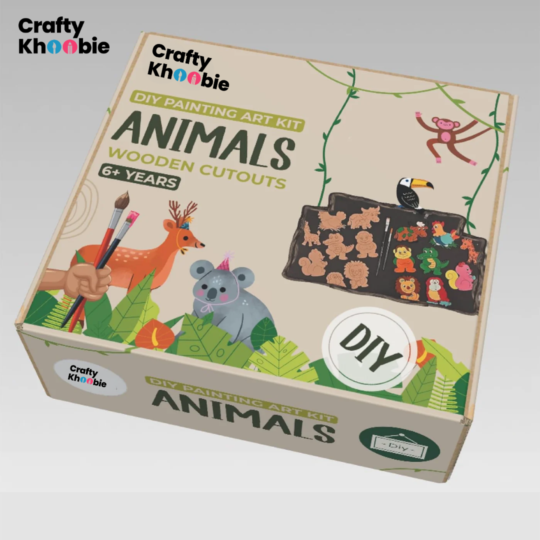 DIY Painting Art Kit Animals Wooden Cutouts Set for Kids | Animals Wooden Cutouts | Birthday Gift | DIY Paint Kit