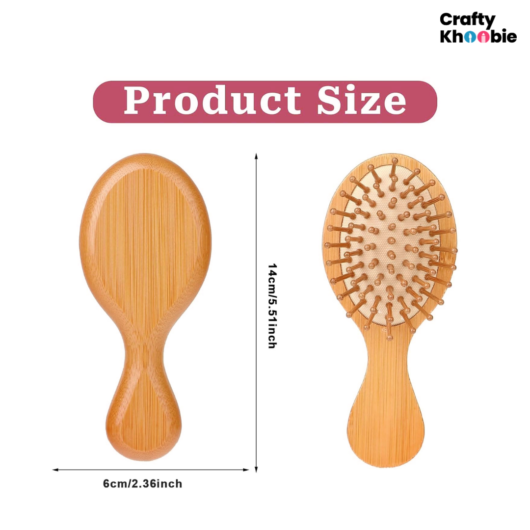 Bamboo Hair Brush with bamboo bristles | Wooden Hair-Brush for Women & Men | Mini Travel Size Wooden Brush | Small Hairbrush for Women | Paddle Brush Paddle Brush