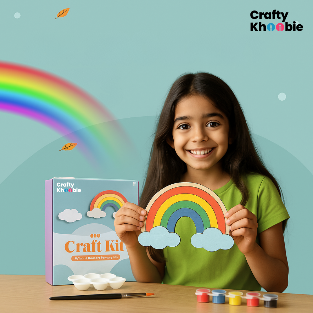 DIY Paint Kit for Kids | Rainbow Wooden Cutouts | Craft kit for girls 6-12