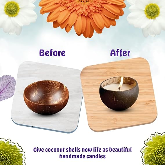 Candle Making in Coconut Shells DIY Kit (Premium) | Aroma Soyawax Candle Making Kit | Natural Coconut Shells and Frangances | Beginner Friendly | Diwali, Home Decor, Birthday Gift |