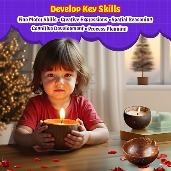 Candle Making in Coconut Shells DIY Kit (Premium) | Aroma Soyawax Candle Making Kit | Natural Coconut Shells and Frangances | Beginner Friendly | Diwali, Home Decor, Birthday Gift |
