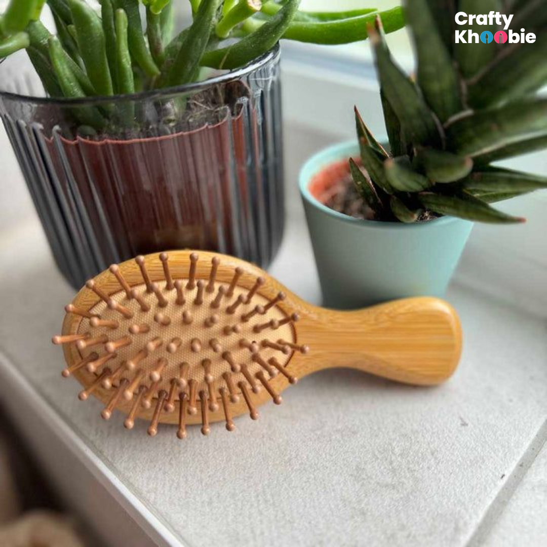 Personalized Bamboo Brush for Hair Growth, Custom Name Natural Wooden Scalp Brush Hair Scalp Massager Detangling Hairbrush for Kids and Women and Anti-Static Round Wood Pins (Mini Travel Size Hair Brush)