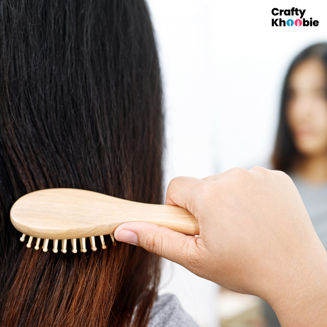 Bamboo Hair Brush with bamboo bristles | Wooden Hair-Brush for Women & Men | Mini Travel Size Wooden Brush | Small Hairbrush for Women | Paddle Brush Paddle Brush