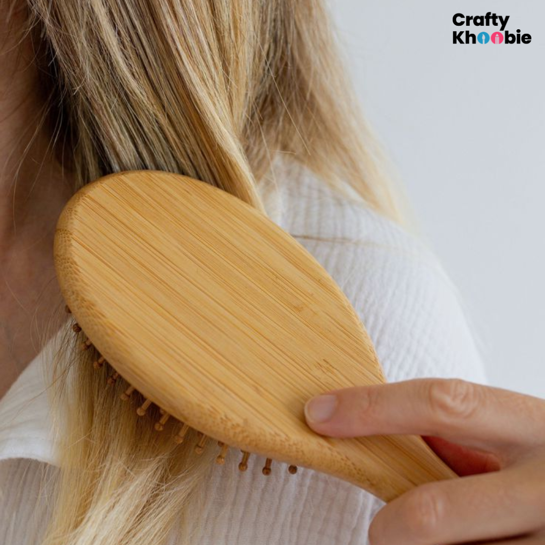 Bamboo Hair Brush with bamboo bristles | Wooden Hair-Brush for Women & Men | Mini Travel Size Wooden Brush | Small Hairbrush for Women | Paddle Brush Paddle Brush