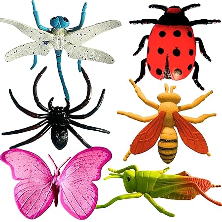 Bug Toy Figures, Educational Insect Animal Set for Kids, 6 Pieces