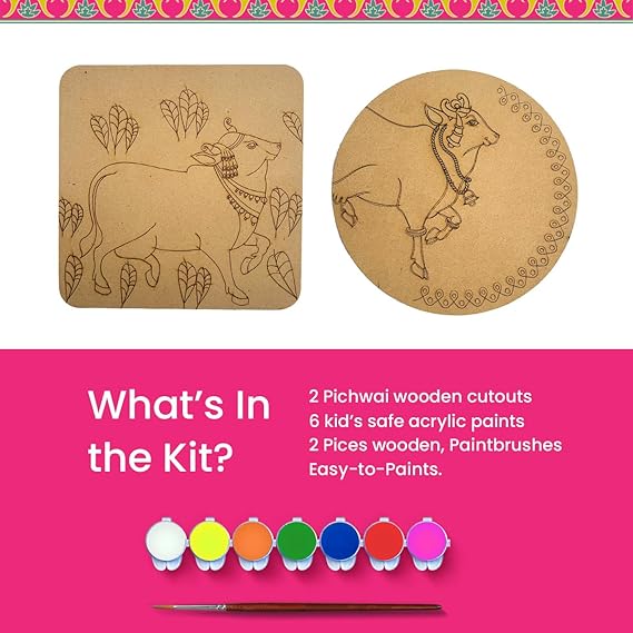 Pichwai Art kit | Mandala Art kit for adults | Wall art supplies for artist mandala art kit for kids 6-12 Gift for Art Lovers & Beginners, Gift with Painting Kit Comes with Pre-Printed MDF Boards