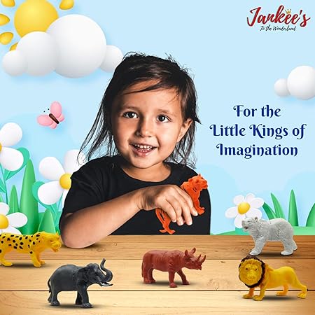 Wild Animal Toy Play Set for Kids, Realistic Action Figure Playset of 6 Pcs for Boys and Girls, Zoo Forest Animal Elephant, Bear, Rhinoceros, Tiger, Lion, Leopard for Children