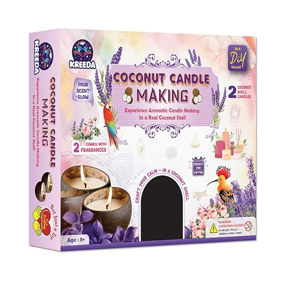 Candle Making in Coconut Shells DIY Kit (Premium) | Aroma Soyawax Candle Making Kit | Natural Coconut Shells and Frangances | Beginner Friendly | Diwali, Home Decor, Birthday Gift |