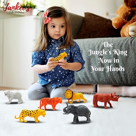Wild Animal Toy Play Set for Kids, Realistic Action Figure Playset of 6 Pcs for Boys and Girls, Zoo Forest Animal Elephant, Bear, Rhinoceros, Tiger, Lion, Leopard for Children