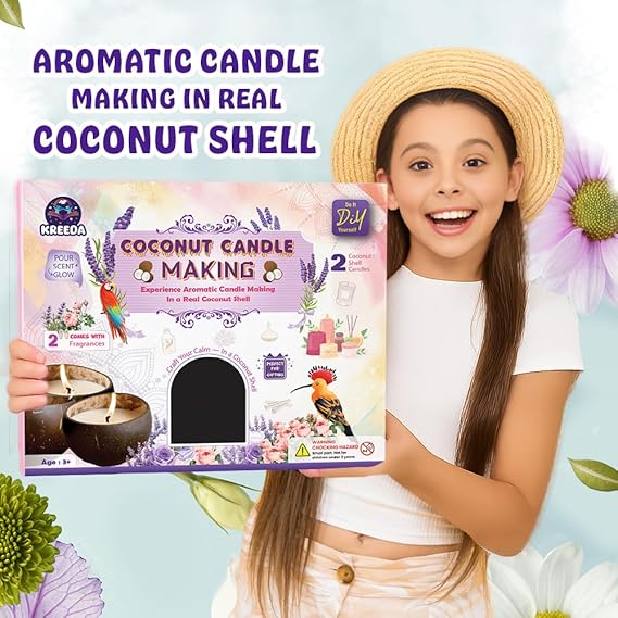 Candle Making in Coconut Shells DIY Kit (Premium) | Aroma Soyawax Candle Making Kit | Natural Coconut Shells and Frangances | Beginner Friendly | Diwali, Home Decor, Birthday Gift |