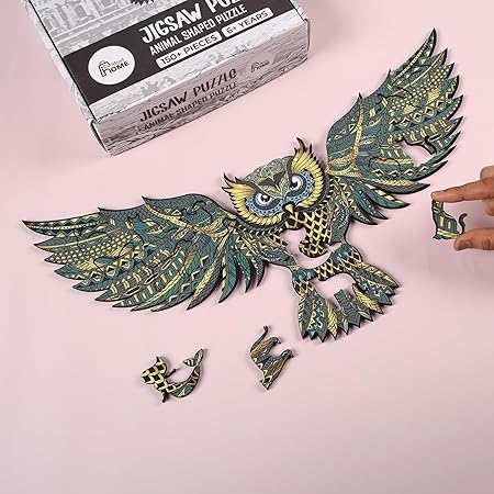 Puzzle Game for Kids 7 to 10 Years | Wooden Jigsaw Puzzle for Kids & Adults | Wooden Animal-Shaped Owl Puzzle, 150+ Pieces, Mandala Art Design, Ages 6+
