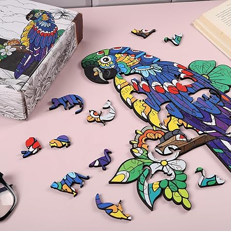 Puzzle Game for Kids 7 to 10 Years | Wooden Jigsaw Puzzle for Kids & Adults | Wooden Animal-Shaped Parrot Puzzle, 150+ Pieces, Mandala Art Design, Ages 6+