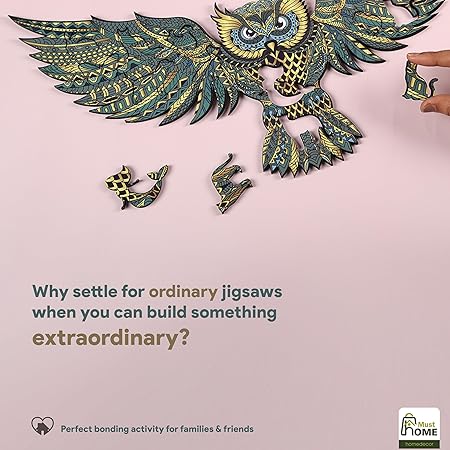 Puzzle Game for Kids 7 to 10 Years | Wooden Jigsaw Puzzle for Kids & Adults | Wooden Animal-Shaped Owl Puzzle, 150+ Pieces, Mandala Art Design, Ages 6+