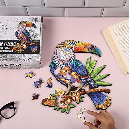 Puzzle Game for Kids 7 to 10 Years | Wooden Jigsaw Puzzle for Kids & Adults | Wooden Animal-Shaped Taccon Puzzle, 150+ Pieces, Mandala Art Design, Ages 6+