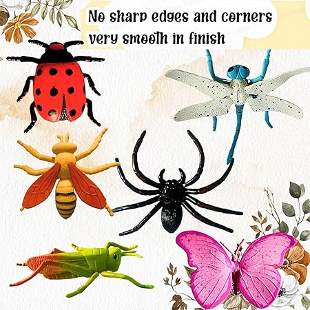Bug Toy Figures, Educational Insect Animal Set for Kids, 6 Pieces