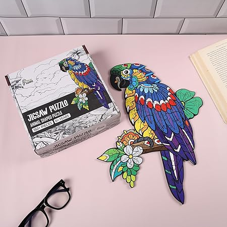 Puzzle Game for Kids 7 to 10 Years | Wooden Jigsaw Puzzle for Kids & Adults | Wooden Animal-Shaped Parrot Puzzle, 150+ Pieces, Mandala Art Design, Ages 6+