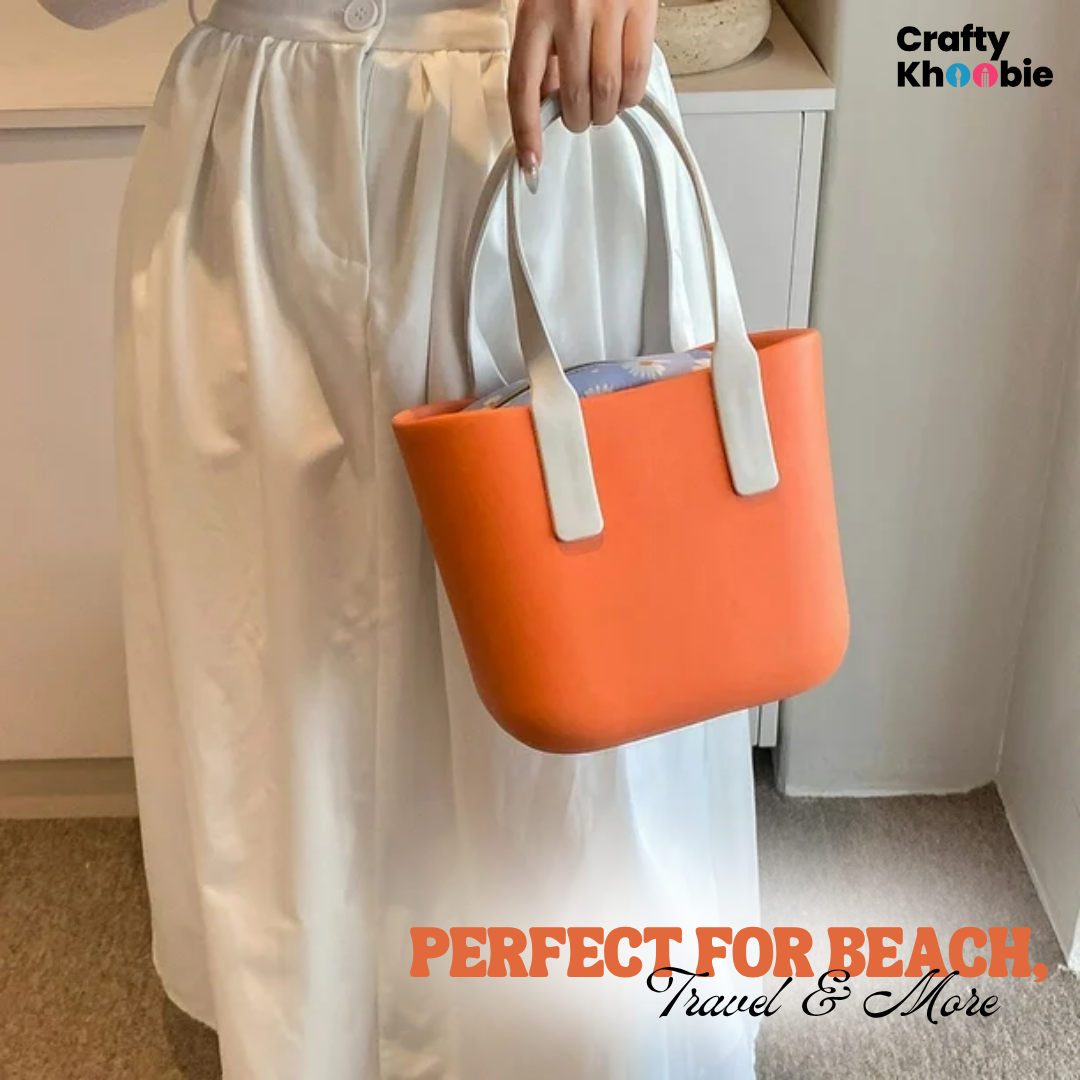 Waterproof Tote Beach Bag for Women, Medium No-holes Sand Proof Washable Eva Tote Bag, Ideal for Pool Boat Outdoor Sport Camping Shopping School