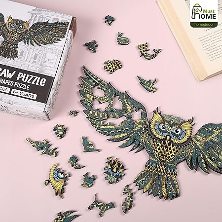 Puzzle Game for Kids 7 to 10 Years | Wooden Jigsaw Puzzle for Kids & Adults | Wooden Animal-Shaped Owl Puzzle, 150+ Pieces, Mandala Art Design, Ages 6+