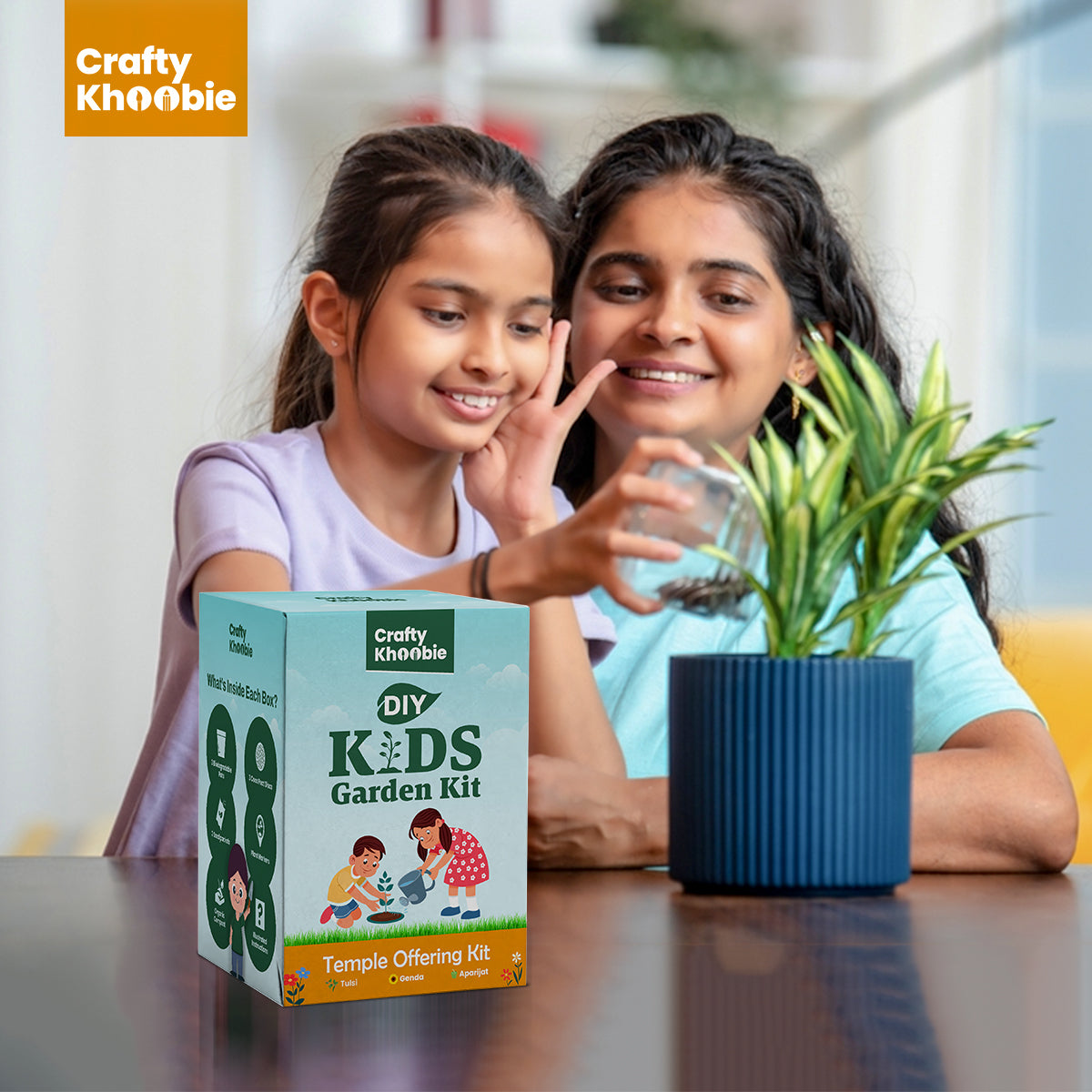 3 in 1 Temple Offering Kit | DIY Kit of Sacred Plant Seeds for Home Garden | Grow Your Own Tulsi, Genda & Aparijat | Ideal for Kids & Spiritual Gifting