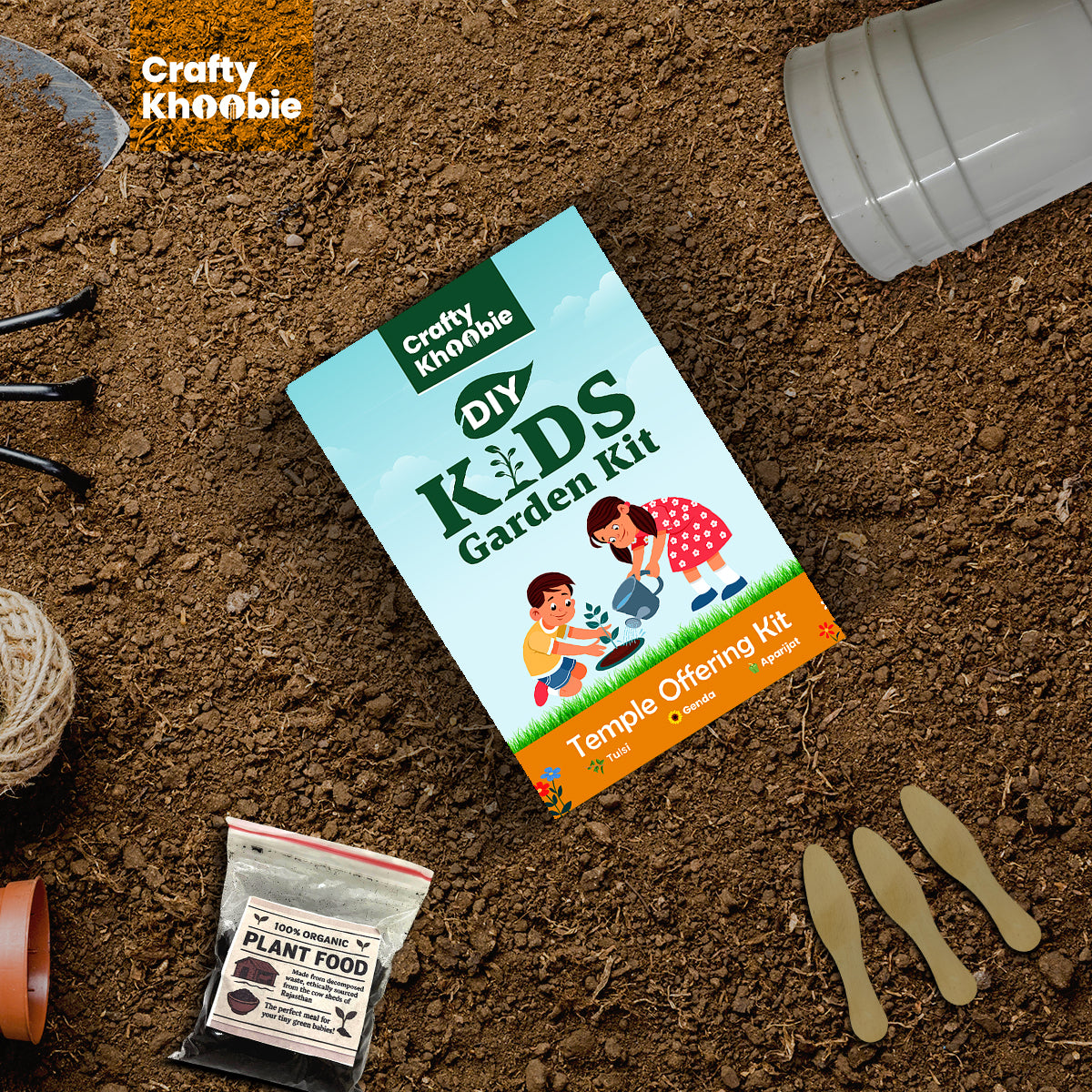 3 in 1 Temple Offering Kit | DIY Kit of Sacred Plant Seeds for Home Garden | Grow Your Own Tulsi, Genda & Aparijat | Ideal for Kids & Spiritual Gifting